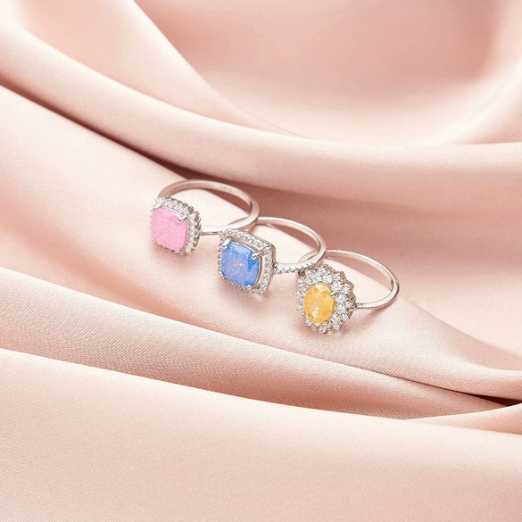 Wholesale Jewelry Square S925 Silver Diamond Ring With Geometric Design And Electroplating Treatment