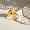 Wholesale Jewelry Stainless Steel Acrylic Pearl Hammered Geometric Ring Electroplated For Women