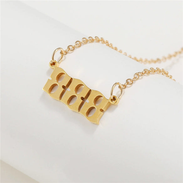 Wholesale Jewelry Stainless Steel Alloy Number Pendant Necklace With Electroplating Letters Numbers Text Pattern Unisex Sweet And Cool Style