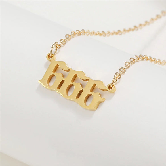 Wholesale Jewelry Stainless Steel Alloy Number Pendant Necklace With Electroplating Letters Numbers Text Pattern Unisex Sweet And Cool Style