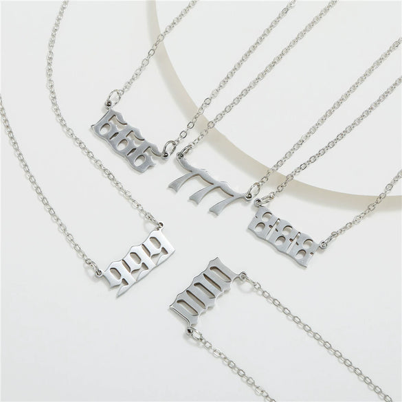 Wholesale Jewelry Stainless Steel Alloy Number Pendant Necklace With Electroplating Letters Numbers Text Pattern Unisex Sweet And Cool Style