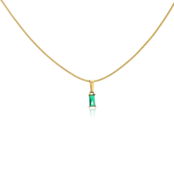 Wholesale Jewelry Stainless Steel And Copper Rectangular Zircon Snake Bone Chain Necklace 18K Gold Plated Simple Style For Women