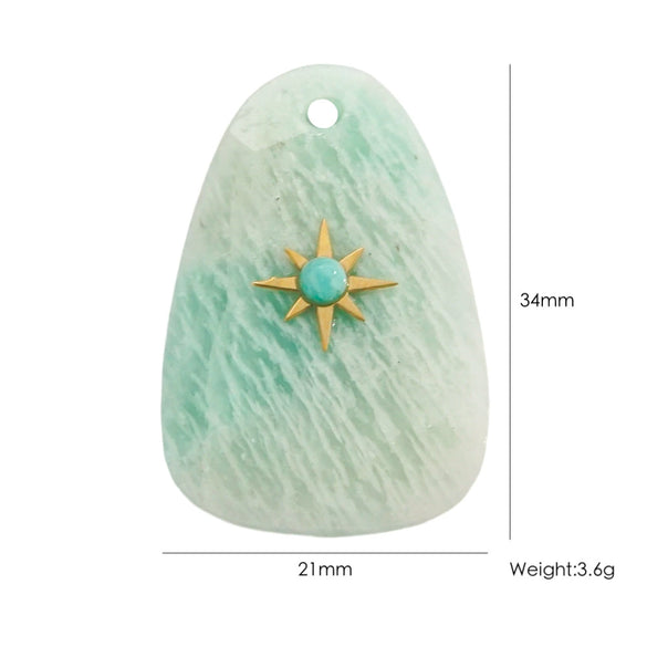 Wholesale Jewelry Stainless Steel And Natural Stone Oval Facet Hand Cut Inlay Accessories