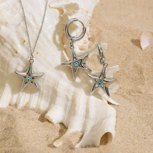 Wholesale Jewelry Stainless Steel And Titanium Steel Fivepointed Star Pendant Necklace Electroplated For Women