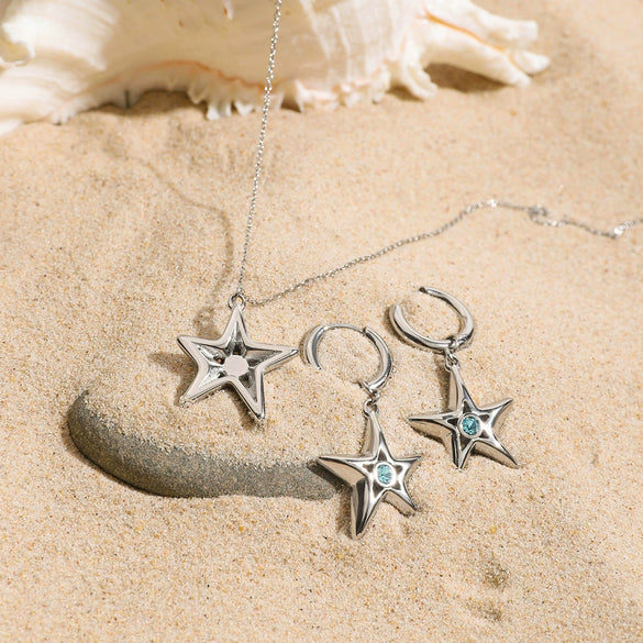 Wholesale Jewelry Stainless Steel And Titanium Steel Fivepointed Star Pendant Necklace Electroplated For Women