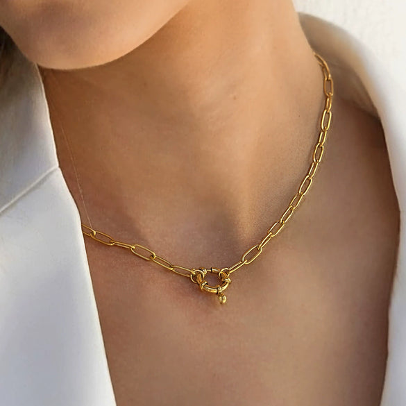Wholesale Jewelry Stainless Steel And Titanium Steel Geometric Cross Chain Women's Necklace With Electroplating
