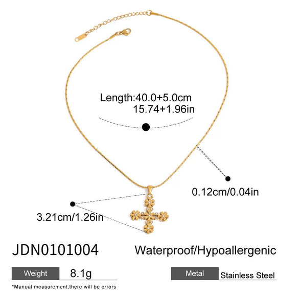 Wholesale Jewelry Stainless Steel And Titanium Steel Geometric Cross Electroplated Women's Necklace