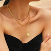 Wholesale Jewelry 316L Stainless Steel And 316L Stainless Steel Geometric Pattern Electroplating Peach Heart Double Necklace For Women