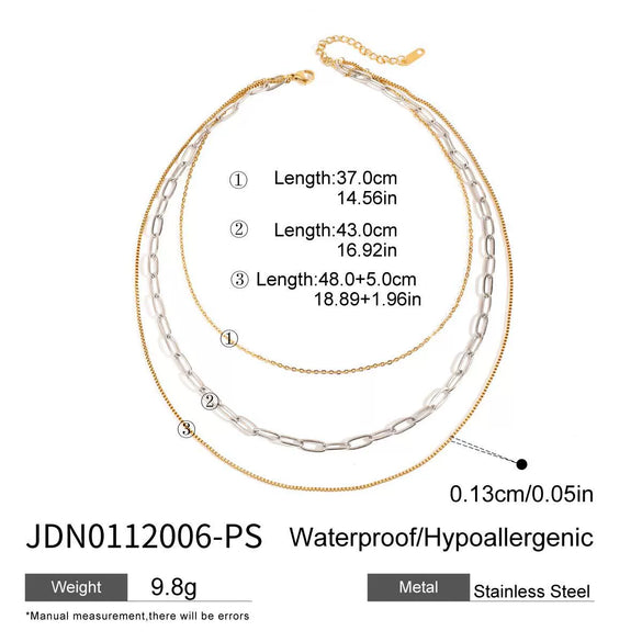 Wholesale Jewelry Stainless Steel And Titanium Steel Geometric Style Multilayer Stacked Necklace With Electroplating