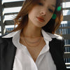 Wholesale Jewelry Stainless Steel And Titanium Steel Geometric Style Multilayer Stacked Necklace With Electroplating