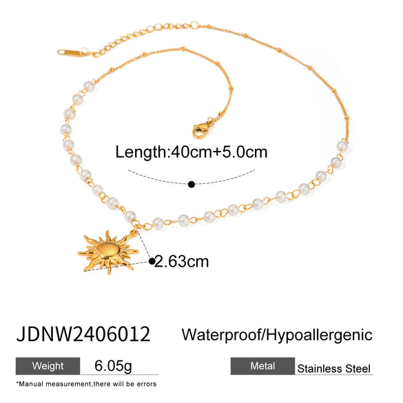 Wholesale Jewelry Stainless Steel And Titanium Steel Geometric Sunshaped Pendant Necklace With Electroplating