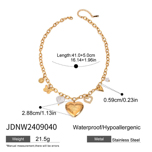 Wholesale Jewelry Stainless Steel And Titanium Steel Heart Shape Love Photo Box Necklace With Electroplating For Women
