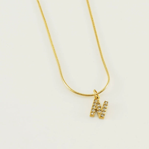 Wholesale Jewelry 316L Stainless Steel And 316L Stainless Steel Letter Pattern Snake Bone Chain Necklace For Women With Diamond And Electroplating