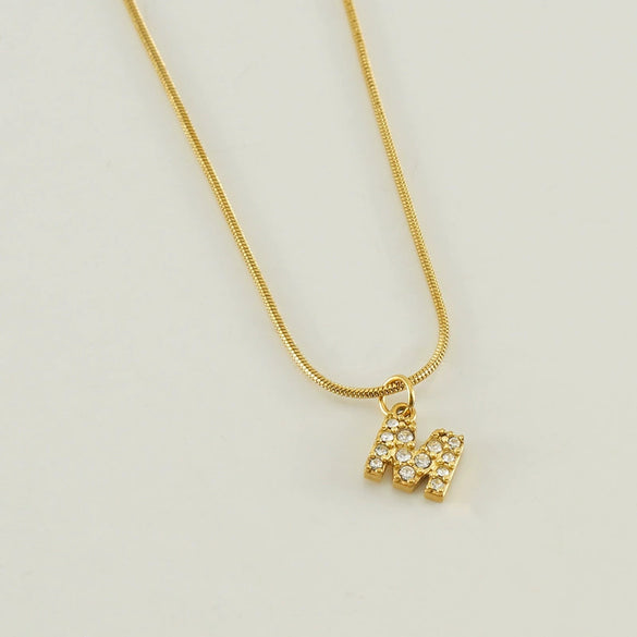 Wholesale Jewelry 316L Stainless Steel And 316L Stainless Steel Letter Pattern Snake Bone Chain Necklace For Women With Diamond And Electroplating