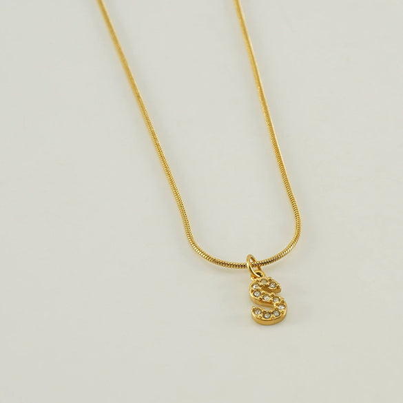 Wholesale Jewelry 316L Stainless Steel And 316L Stainless Steel Letter Pattern Snake Bone Chain Necklace For Women With Diamond And Electroplating