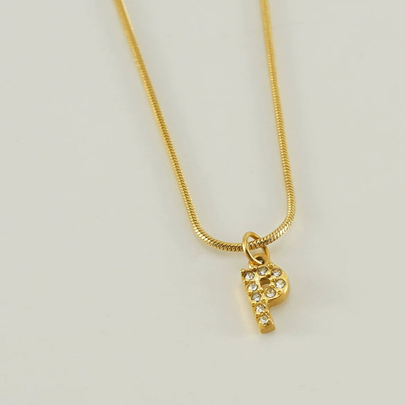 Wholesale Jewelry 316L Stainless Steel And 316L Stainless Steel Letter Pattern Snake Bone Chain Necklace For Women With Diamond And Electroplating