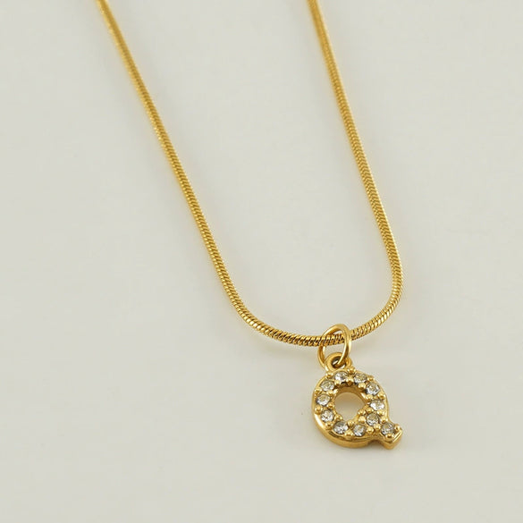 Wholesale Jewelry 316L Stainless Steel And 316L Stainless Steel Letter Pattern Snake Bone Chain Necklace For Women With Diamond And Electroplating