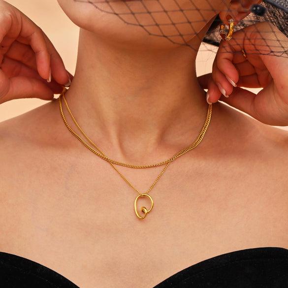 Wholesale Jewelry Stainless Steel And Titanium Steel Light Luxury Geometric And Heart Shape Electroplating Women's Necklace
