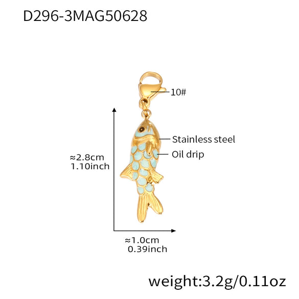 Wholesale Jewelry 316L Stainless Steel And 316L Stainless Steel Oildropped Koi Fish Beaded Ocean Style Electroplated Necklace And Earrings