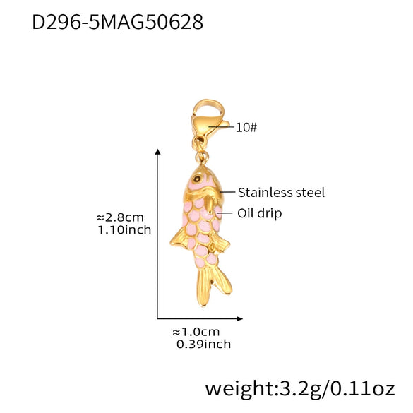 Wholesale Jewelry 316L Stainless Steel And 316L Stainless Steel Oildropped Koi Fish Beaded Ocean Style Electroplated Necklace And Earrings
