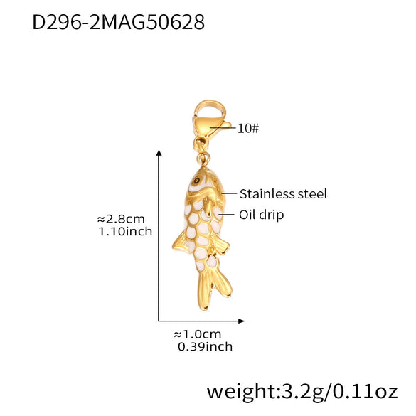 Wholesale Jewelry 316L Stainless Steel And 316L Stainless Steel Oildropped Koi Fish Beaded Ocean Style Electroplated Necklace And Earrings