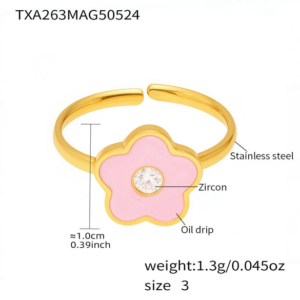 Wholesale Jewelry 316L Stainless Steel And 316L Stainless Steel Oildropped Zircon Small Flower Set Electroplated For Kids And Unisex Fashion Style