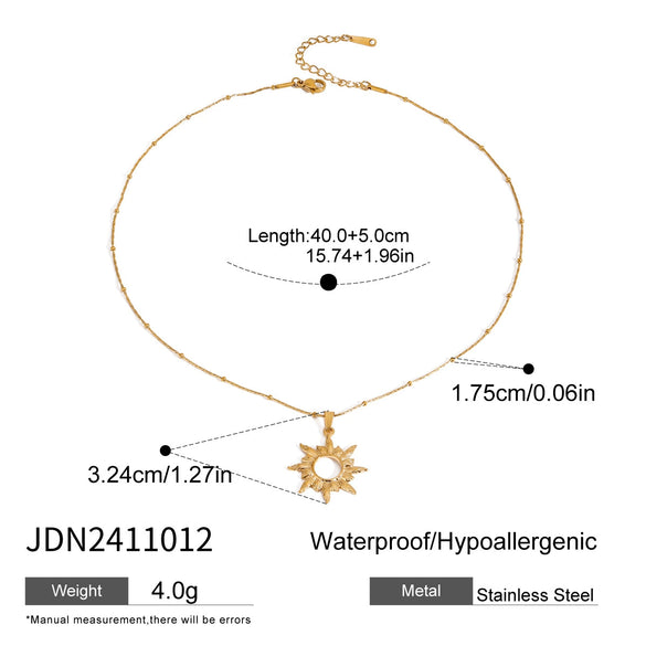 Wholesale Jewelry Stainless Steel And Titanium Steel Retro Exquisite Hollow Sun Pendant Necklace With Electroplating