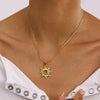 Wholesale Jewelry Stainless Steel And Titanium Steel Retro Exquisite Hollow Sun Pendant Necklace With Electroplating