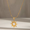 Wholesale Jewelry Stainless Steel And Titanium Steel Retro Exquisite Hollow Sun Pendant Necklace With Electroplating