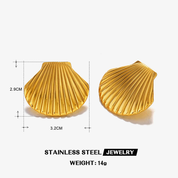 Wholesale Jewelry Stainless Steel And Titanium Steel With Marine Organisms Pattern Electroplating Starfish Shell Earrings Ring Suit