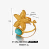 Wholesale Jewelry Stainless Steel And Titanium Steel With Marine Organisms Pattern Electroplating Starfish Shell Earrings Ring Suit