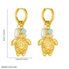 Wholesale Jewelry Stainless Steel Animal Zodiac Style Turtle Pearl Faceted Colorful Beaded Pendant Earrings