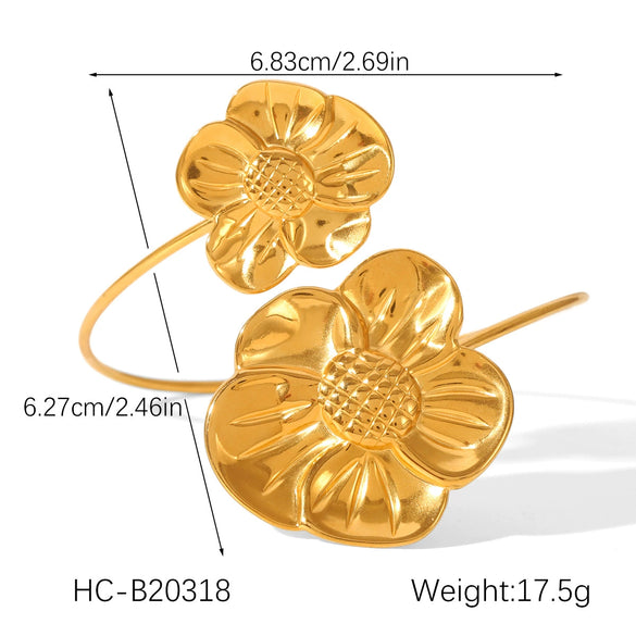 Wholesale Jewelry Stainless Steel Asymmetric Flower Bracelet With Electroplating In Ins Style