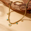 Wholesale Jewelry Stainless Steel Bamboo Chain Electroplated Life Tree Pine Stone Women's Bracelet Earrings Necklace