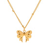 Wholesale Jewelry Stainless Steel Bead Chain Butterfly Pendant Necklace 18K Goldplated