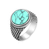 Wholesale Jewelry Stainless Steel Black Onyx Turquoise Geometric Men's Ring Electroplated