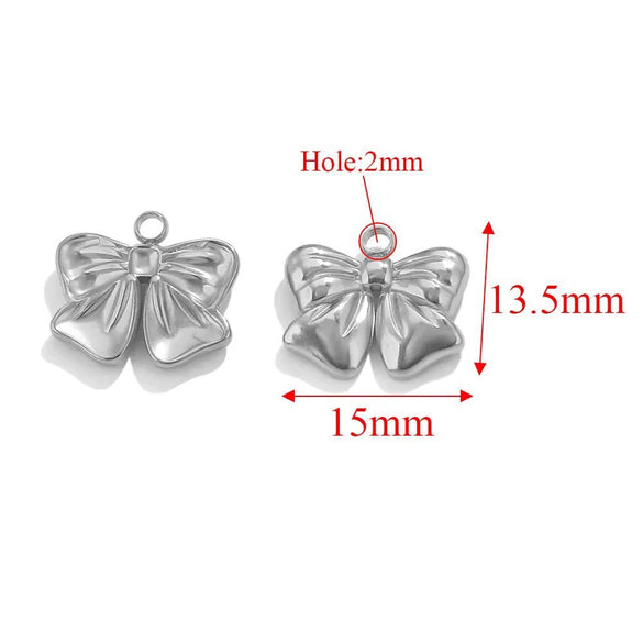 Wholesale Jewelry Stainless Steel Bow Handmade Diy Electroplated Pendant For Necklace Bracelet Earrings
