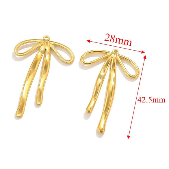 Wholesale Jewelry Stainless Steel Bow Handmade Diy Electroplated Pendant For Necklace Bracelet Earrings