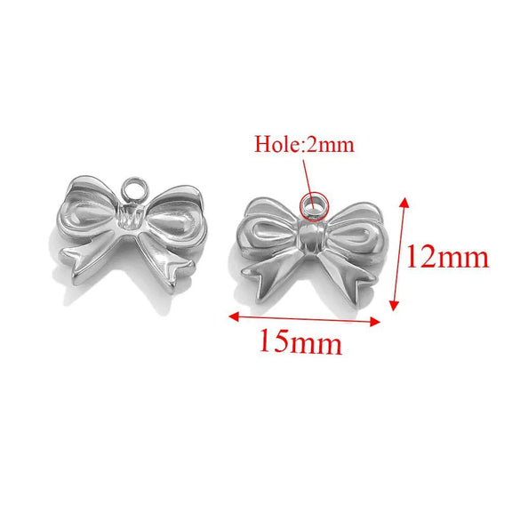 Wholesale Jewelry Stainless Steel Bow Handmade Diy Electroplated Pendant For Necklace Bracelet Earrings