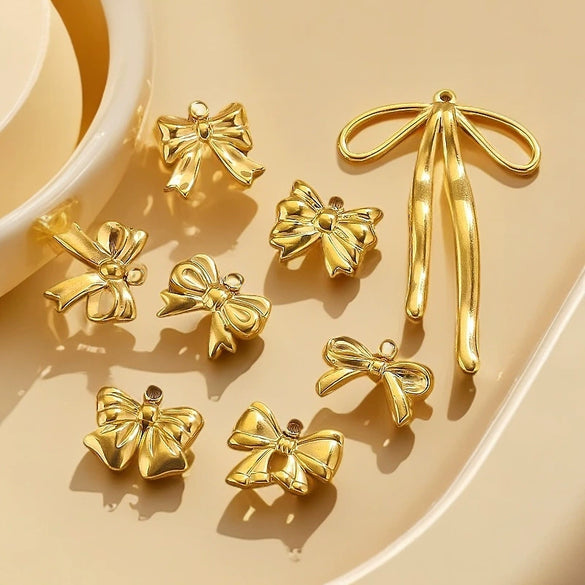 Wholesale Jewelry Stainless Steel Bow Handmade Diy Electroplated Pendant For Necklace Bracelet Earrings