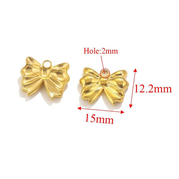 Wholesale Jewelry Stainless Steel Bow Handmade Diy Electroplated Pendant For Necklace Bracelet Earrings