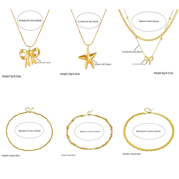 Wholesale Jewelry Stainless Steel Bow Star Shape Electroplated Necklace