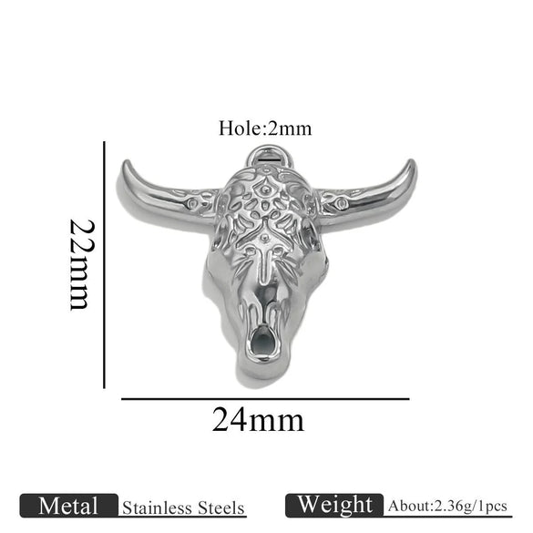 Wholesale Jewelry Stainless Steel Bull Head Animal Series Vacuum Goldplated Pendant Necklace