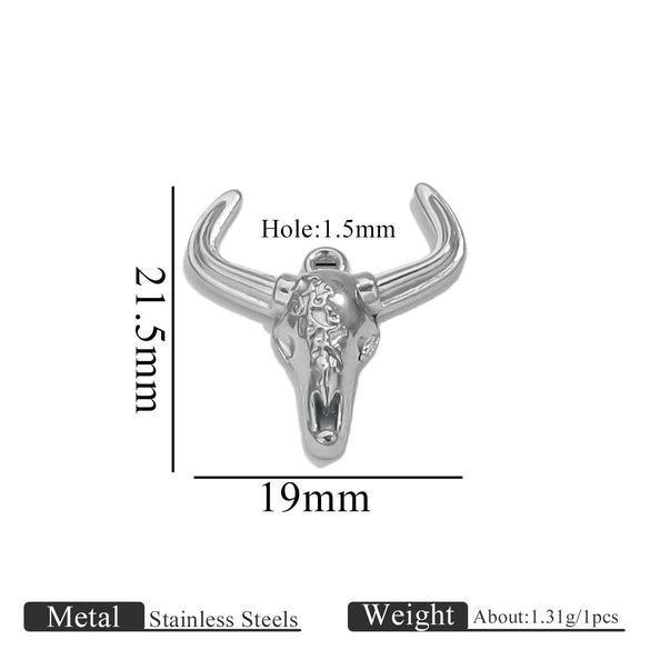 Wholesale Jewelry Stainless Steel Bull Head Animal Series Vacuum Goldplated Pendant Necklace