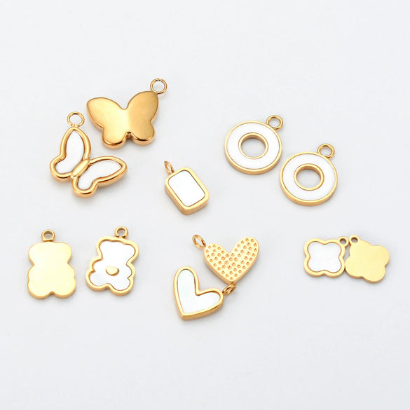 Wholesale Jewelry Stainless Steel Butterfly Bear Love Four Leaf Clover Pendant 18K Gold Plated