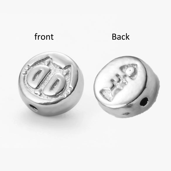 Wholesale Jewelry Stainless Steel Butterfly Bee Love Kitten Fish Skull Flat Square Perforated Beads Electroplated Diy Handmade Materials