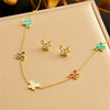 Wholesale Jewelry Stainless Steel Butterfly Dragonfly Insect Pattern Electroplated Earrings Necklaces Hand Accessories Set For Women
