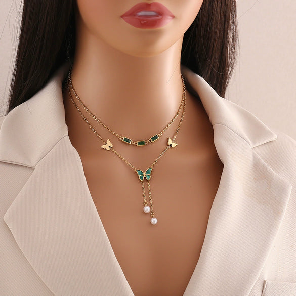 Wholesale Jewelry Stainless Steel Butterfly Heart Shape Flower Insect Fashion Ochain Necklace For Women