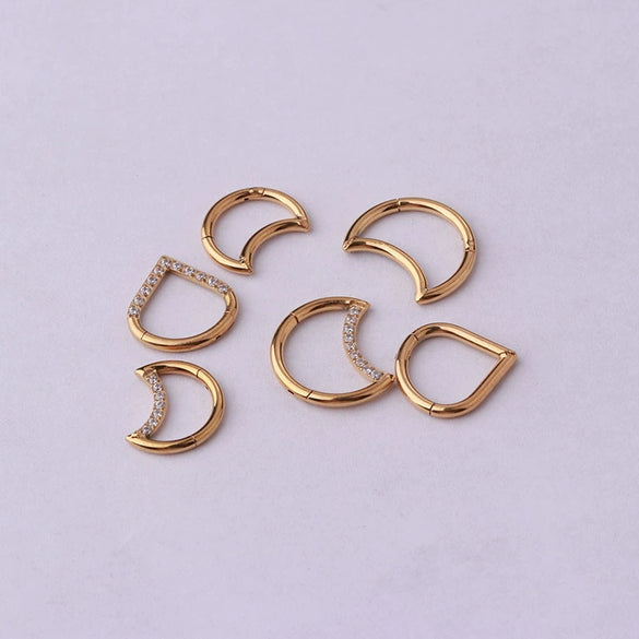 Wholesale Jewelry Stainless Steel Closed Ring Creative Moon And Drop Shape Ear Nose Puncture Ring Electroplated Unisex
