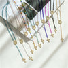 Wholesale Jewelry Stainless Steel Color Stone Virgin Necklace With Geometric Design And Electroplating Treatment